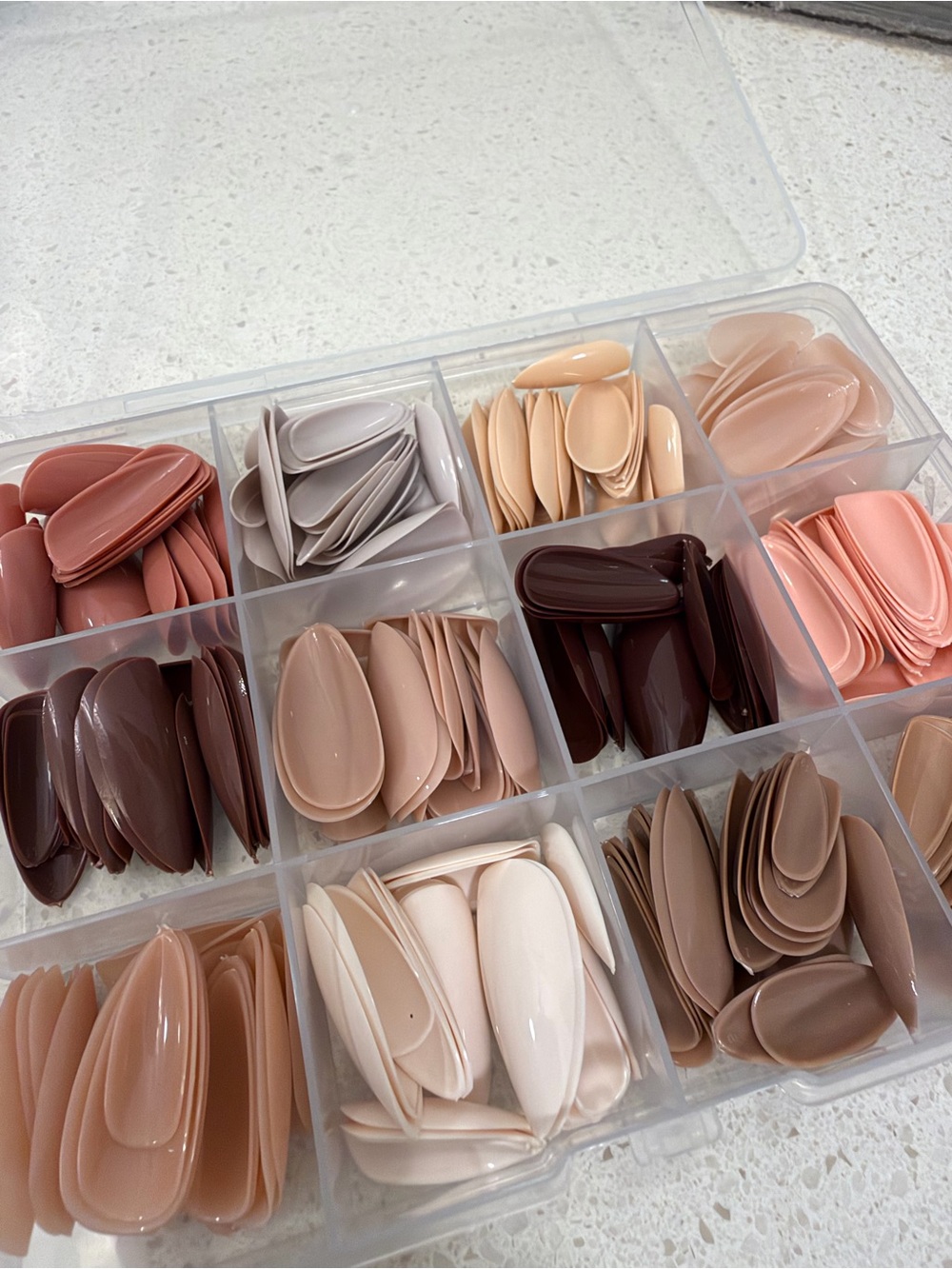 Neutral Mixed Nail Tip Storage Set - Clear Organizer